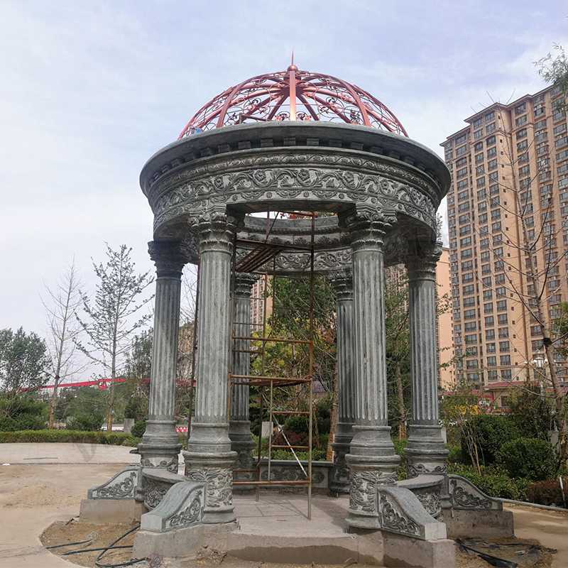 歐式景觀涼亭，小區(qū)花園休息亭子，石雕景觀亭子，綠色景觀涼亭1.jpg